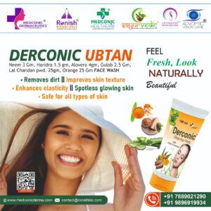 DERCONIC UBTAN - Neem 3 Gm Haridra 15 gm Alovera 4gm Gulab 25 Gm Lal Chandan pwd 25gm Orange 25 Gm