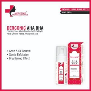 DERCONIC AHA BHA FACE WASH - FOAMING FACE WASH ENRICHED WITH SALICYLIC ACID, GLYCOLIC ACID & HYALURONIC ACID