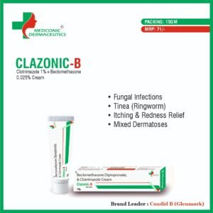 CLAZONIC B - CLOTRIMAZOLE 1% + BECLOMETHASONE 0.025% CREAM